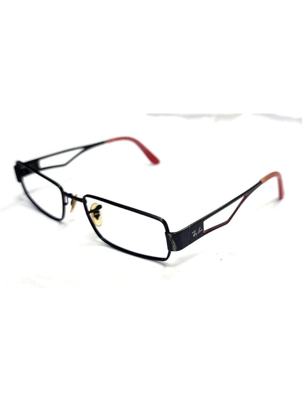 Ray Ban RB6166 2509 Black Metal Red Rectangle Eyeglasses 52-17 135